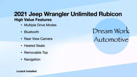 Another view of 2021 Jeep Wrangler Unlimited Rubicon for sale in Charlotte, NC at Dream Work Automotive