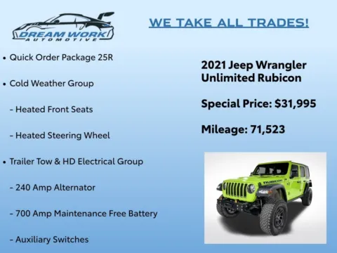 Photos of 2021 Jeep Wrangler Unlimited Rubicon for sale in Charlotte, NC at Dream Work Automotive