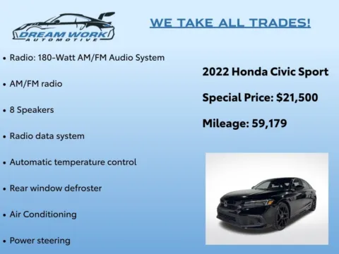 Photos of 2022 Honda Civic Sport for sale in Charlotte, NC at Dream Work Automotive