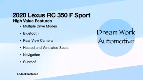 Another view of 2020 Lexus RC 350 F Sport for sale in Charlotte, NC at Dream Work Automotive