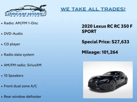 Photos of 2020 Lexus RC 350 F Sport for sale in Charlotte, NC at Dream Work Automotive