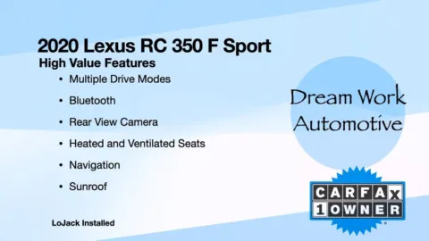 Another view of 2020 Lexus RC 350 F Sport for sale in Charlotte, NC at Dream Work Automotive