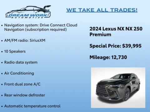Photos of 2024 Lexus NX 250 Premium for sale in Charlotte, NC at Dream Work Automotive