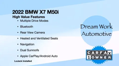Another view of 2022 BMW X7 M50i for sale in Charlotte, NC at Dream Work Automotive