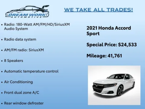 Photos of 2021 Honda Accord Sport 2.0T for sale in Charlotte, NC at Dream Work Automotive
