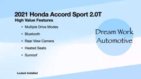 Another view of 2021 Honda Accord Sport 2.0T for sale in Charlotte, NC at Dream Work Automotive