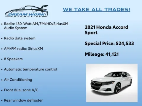 Photos of 2021 Honda Accord Sport 2.0T for sale in Charlotte, NC at Dream Work Automotive