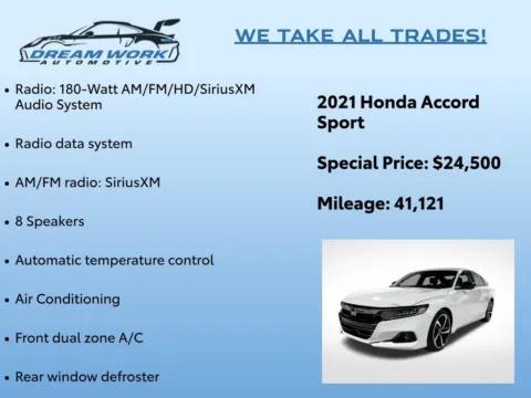 Photos of 2021 Honda Accord Sport 2.0T for sale in Charlotte, NC at Dream Work Automotive
