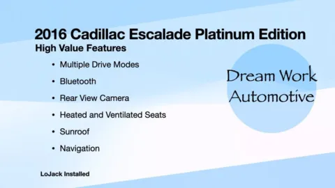 Another view of 2016 Cadillac Escalade Platinum Edition for sale in Charlotte, NC at Dream Work Automotive