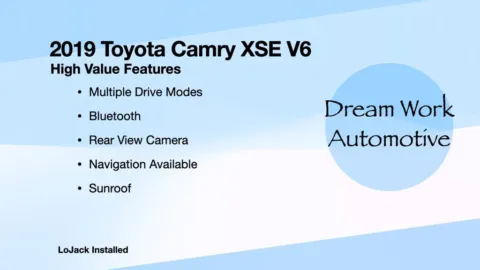 Another view of 2019 Toyota Camry XSE V6 for sale in Charlotte, NC at Dream Work Automotive