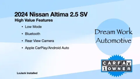 Another view of 2024 Nissan Altima 2.5 SV for sale in Charlotte, NC at Dream Work Automotive