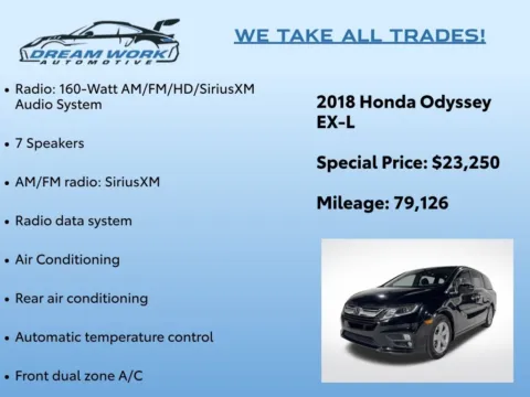 Photos of 2018 Honda Odyssey EX-L for sale in Charlotte, NC at Dream Work Automotive