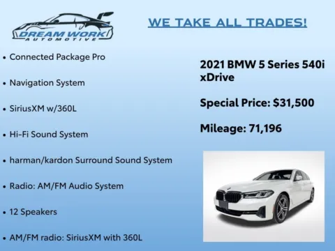 Photos of 2021 BMW 5 Series 540i xDrive for sale in Charlotte, NC at Dream Work Automotive