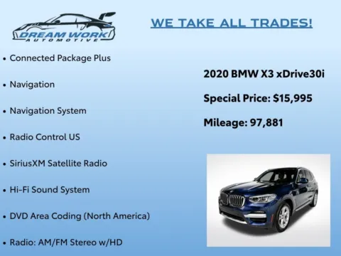 Photos of 2020 BMW X3 xDrive30i for sale in Charlotte, NC at Dream Work Automotive