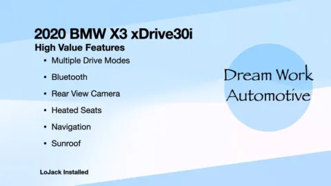 Another view of 2020 BMW X3 xDrive30i for sale in Charlotte, NC at Dream Work Automotive