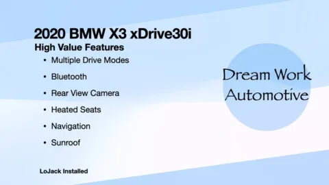 Another view of 2020 BMW X3 xDrive30i for sale in Charlotte, NC at Dream Work Automotive