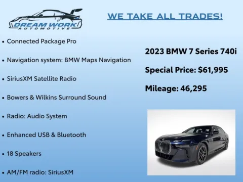 Photos of 2023 BMW 7 Series 740i for sale in Charlotte, NC at Dream Work Automotive