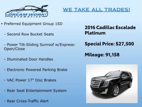 Photos of 2016 Cadillac Escalade Platinum Edition for sale in Charlotte, NC at Dream Work Automotive