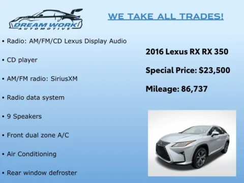 Photos of 2016 Lexus RX 350 for sale in Charlotte, NC at Dream Work Automotive