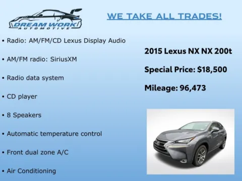 Photos of 2015 Lexus NX 200t for sale in Charlotte, NC at Dream Work Automotive