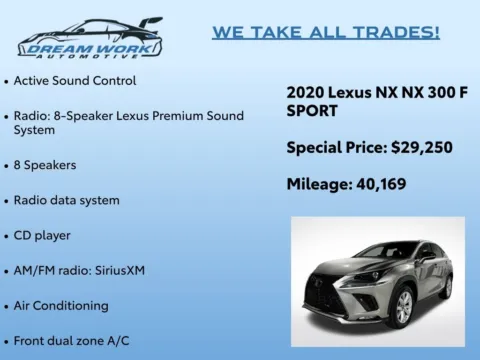 Photos of 2020 Lexus NX 300 F Sport for sale in Charlotte, NC at Dream Work Automotive