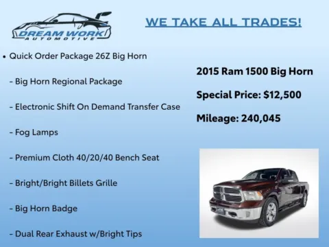 Photos of 2015 Ram 1500 Big Horn for sale in Charlotte, NC at Dream Work Automotive
