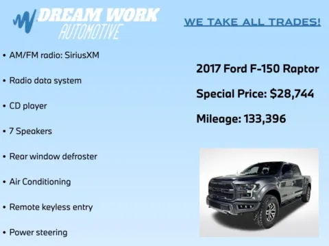 Photos of 2017 Ford F-150 Raptor for sale in Charlotte, NC at Dream Work Automotive