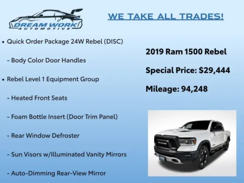 Photos of 2019 Ram 1500 Rebel for sale in Charlotte, NC at Dream Work Automotive
