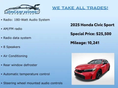 Photos of 2025 Honda Civic Sport for sale in Charlotte, NC at Dream Work Automotive