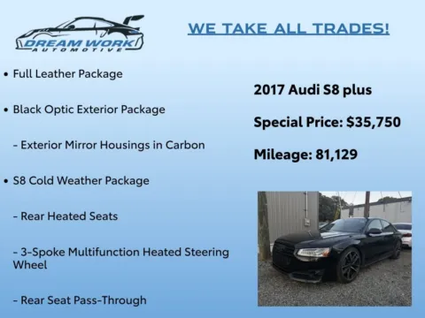 Photos of 2017 Audi S8 4.0T for sale in Charlotte, NC at Dream Work Automotive
