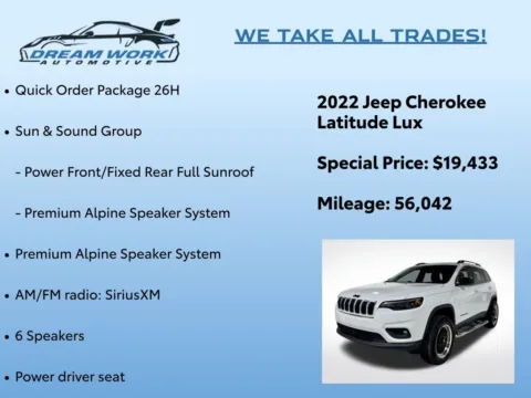 Photos of 2022 Jeep Cherokee Latitude Lux for sale in Charlotte, NC at Dream Work Automotive