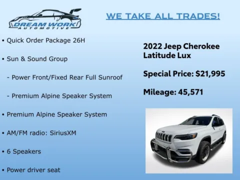 Photos of 2022 Jeep Cherokee Latitude Lux for sale in Charlotte, NC at Dream Work Automotive