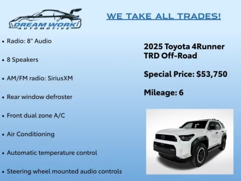 Photos of 2025 Toyota 4Runner TRD Off-Road for sale in Charlotte, NC at Dream Work Automotive