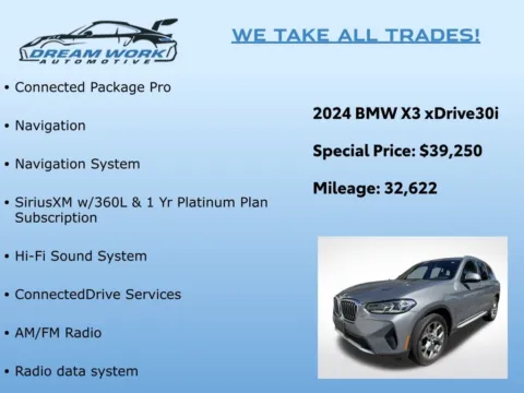 Photos of 2024 BMW X3 xDrive30i for sale in Charlotte, NC at Dream Work Automotive
