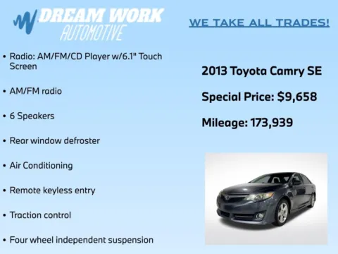 Photos of 2013 Toyota Camry SE for sale in Charlotte, NC at Dream Work Automotive