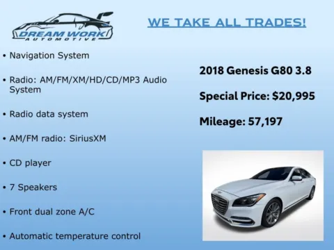 Photos of 2018 Genesis G80 3.8 for sale in Charlotte, NC at Dream Work Automotive