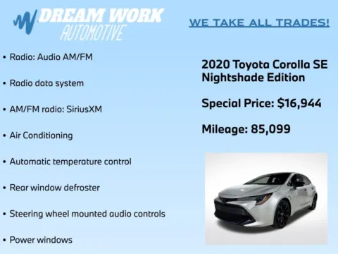 Photos of 2020 Toyota Corolla Hatchback SE Nightshade Edition for sale in Charlotte, NC at Dream Work Automotive
