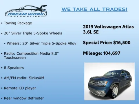 Photos of 2019 Volkswagen Atlas 3.6L V6 SE for sale in Charlotte, NC at Dream Work Automotive