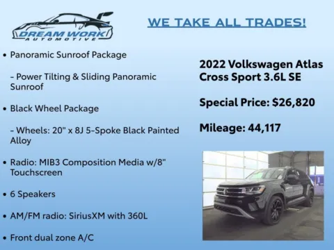 Photos of 2022 Volkswagen Atlas Cross Sport 3.6L V6 SE w/Technology for sale in Charlotte, NC at Dream Work Automotive