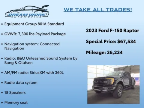Photos of 2023 Ford F-150 Raptor for sale in Charlotte, NC at Dream Work Automotive