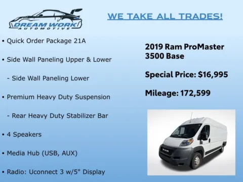 Photos of 2019 Ram ProMaster 3500 High Roof for sale in Charlotte, NC at Dream Work Automotive