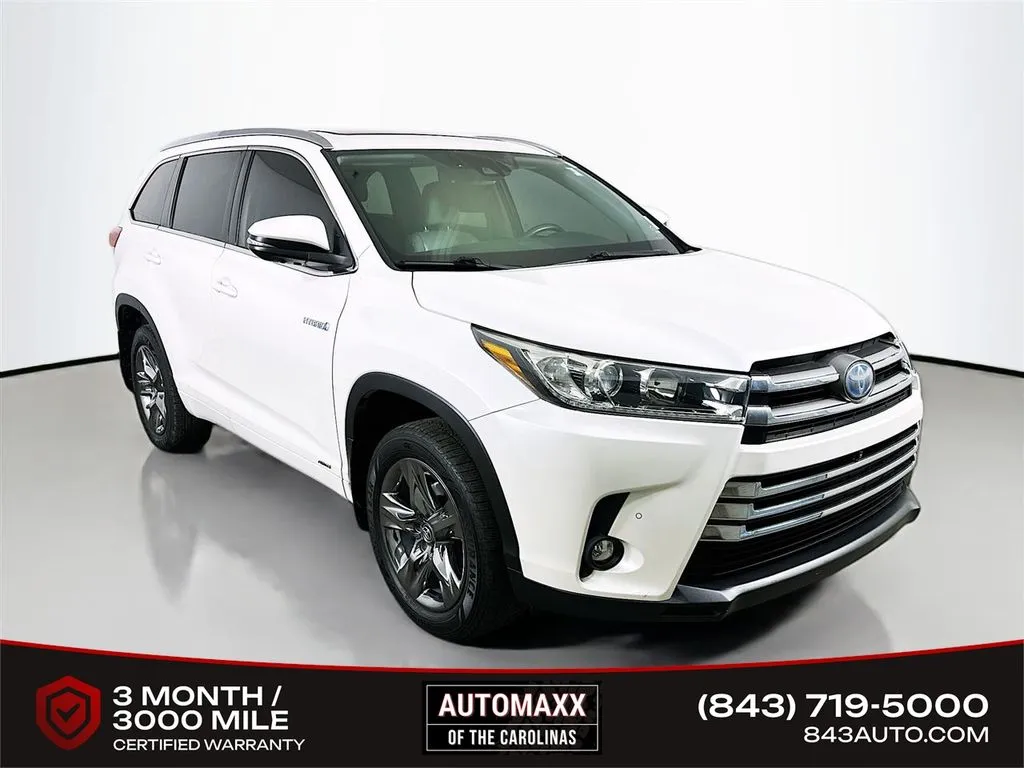 White 2019 Toyota Highlander Hybrid Limited Platinum for sale in Summerville, SC