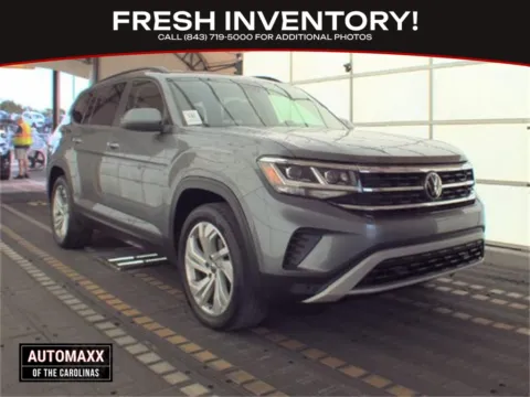 Silver 2021 Volkswagen Atlas 3.6L V6 SE w/Technology for sale in Summerville, SC