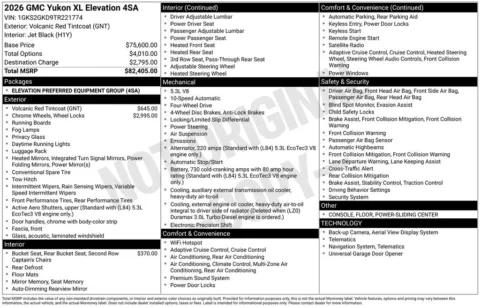 Red 2026 GMC Yukon XL Elevation for sale in Pensacola, FL