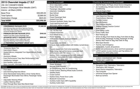 Silver 2015 Chevrolet Impala LT for sale in Pensacola, FL