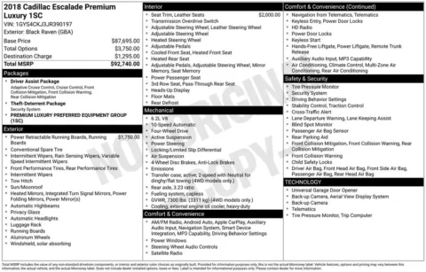 Black 2018 Cadillac Escalade Premium Luxury for sale in Pensacola, FL