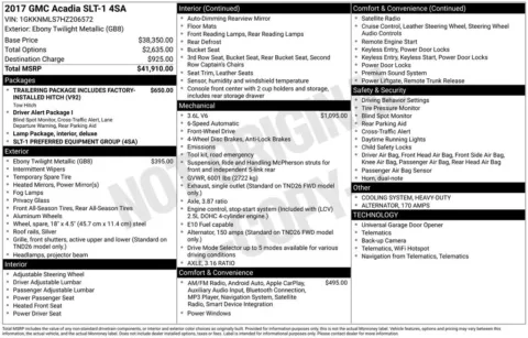 Black 2017 GMC Acadia SLT-1 for sale in Pensacola, FL