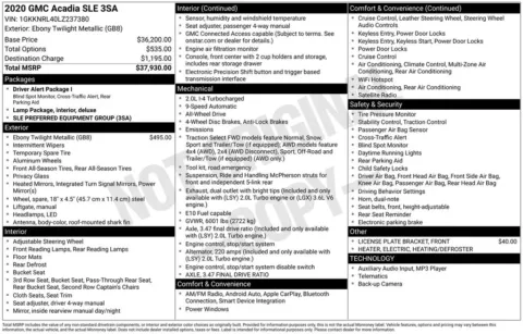 Black 2020 GMC Acadia SLE for sale in Pensacola, FL