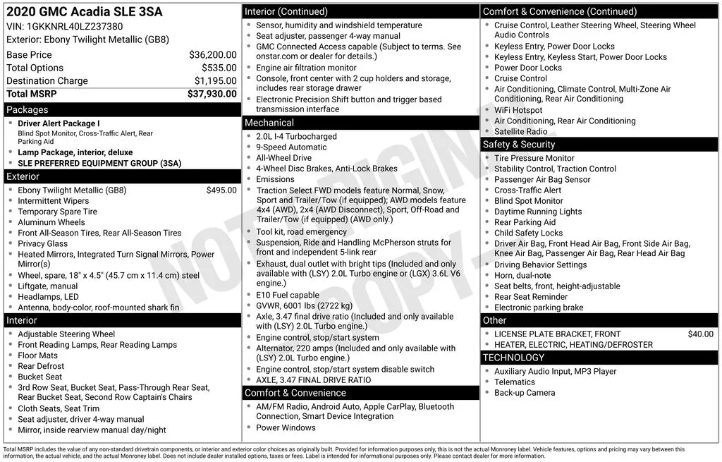 2020 GMC Acadia SLE for sale in Pensacola, FL