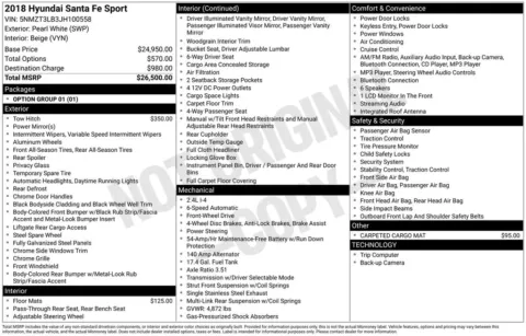 White 2018 Hyundai Santa Fe Sport 2.4 Base for sale in Pensacola, FL